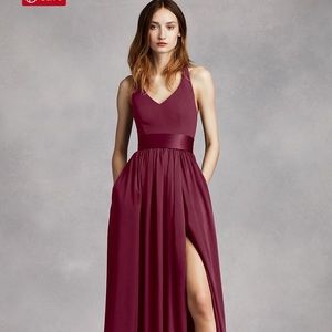 White by Vera Wang v-Neck Halter Gown